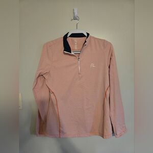 Rhoback Coral and Navy Quarter-Zip Pullover